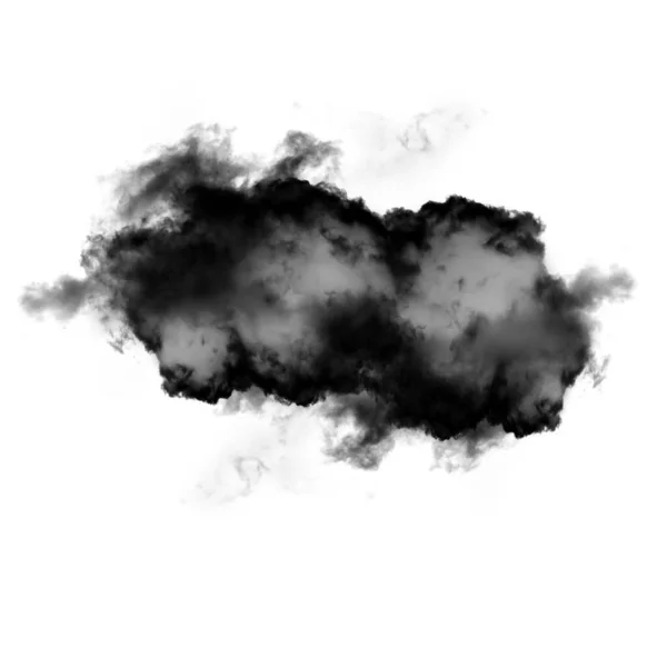 Black cloud isolated over white background 3D illustration, natural smoke cloud shape