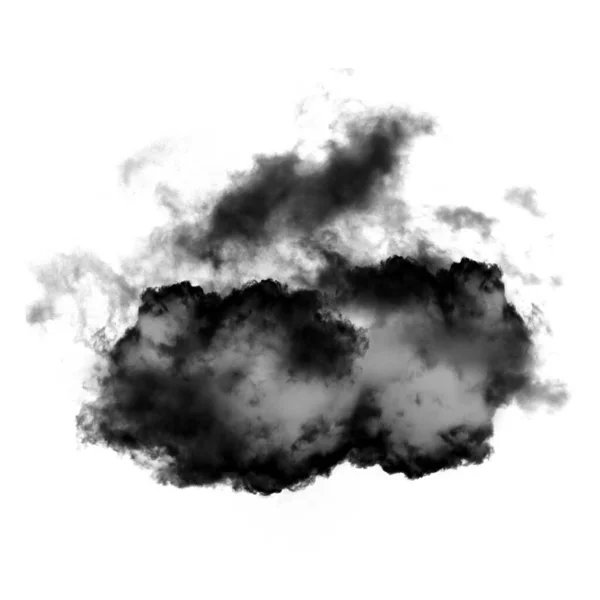 Black cloud isolated over white background 3D illustration, natural smoke cloud shape