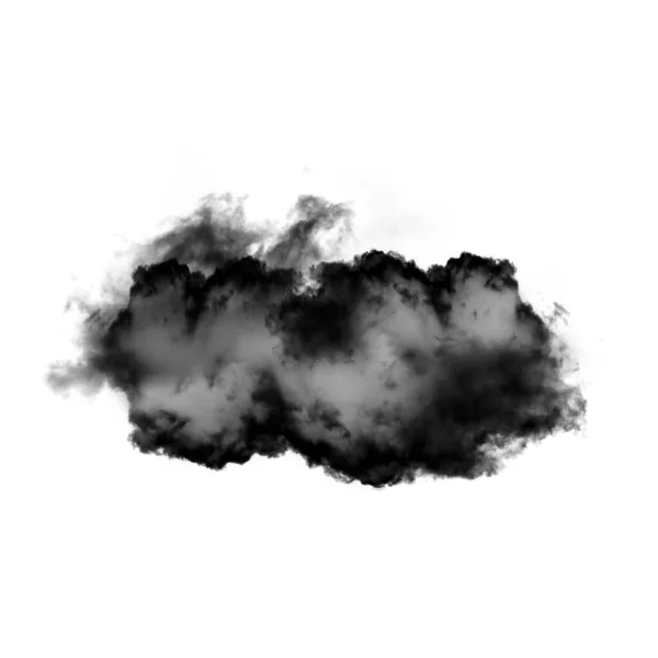 Black cloud isolated over white background 3D illustration, natural smoke cloud shape