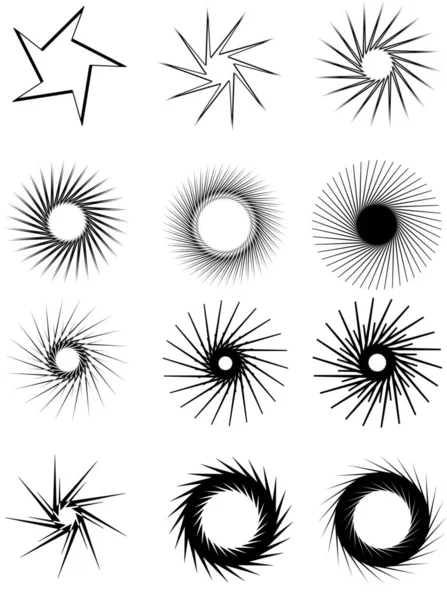 Black White Vortex Shapes Illustration Set — Stock Photo, Image