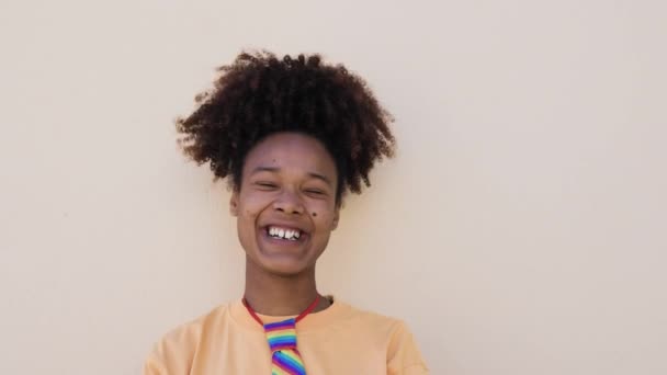 Happy Afro Gay Woman Celebrating Pride Lgbt Concept — Stock Video
