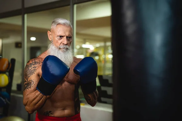 Seniorenboxen Turnhallenverein Gesundheitsfitness Und Sportliches Aktivitätskonzept — Stockfoto