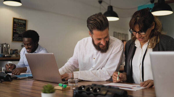 Business Team Diverse People Doing Strategic Planning Work Modern Office Stock Photo