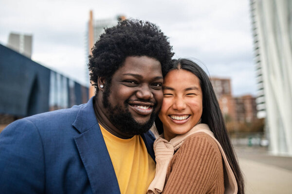 Happy Young Multiracial Friends Having Fun Hanging Out City Stock Image