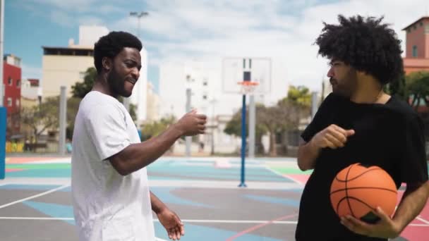 African American Friends Playing Basketball Outdoor Urban Sport Lifestyle Concept — 비디오