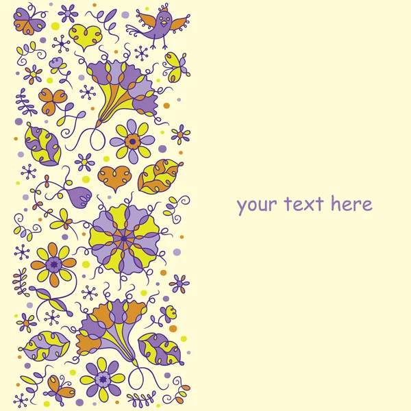 Fond floral vintage avec oiseau — Image vectorielle
