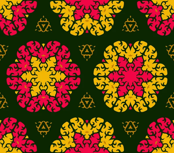 Patrón étnico de mosaico floral. Textura sin costura — Archivo Imágenes Vectoriales