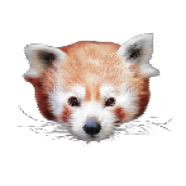 An eye to eye abstract mosaic portrait of a cute red panda, isolated on white background. — Stock Vector