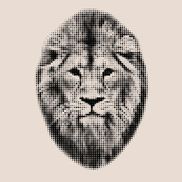 Masque mosaïque de style rétro d'un lion asiatique, isolé sur fond clair . — Image vectorielle