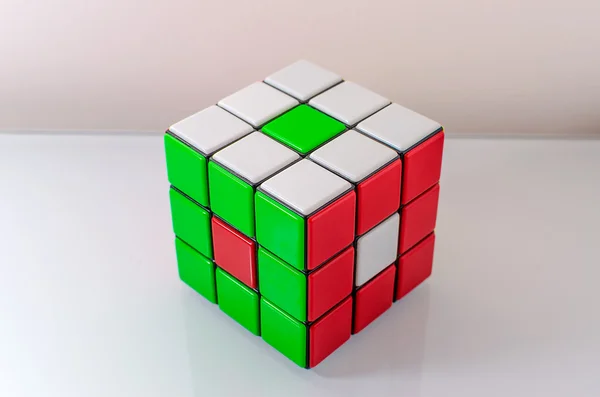 Creatively Solved Rubiks Cube — Stock Photo, Image