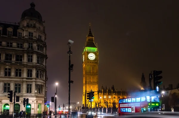 Big ben v noci, Londýn, Velká Británie — Stock fotografie