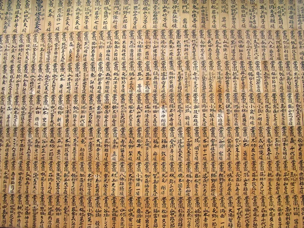 Палички дерев'яні з ideograms, традиційний японський щоденник подорожі — стокове фото