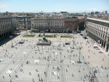 piazza del duomo, milan Katedrali, İtalya havadan görünümü