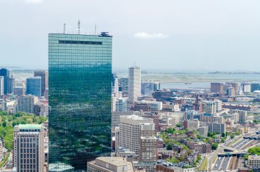 john hancock tower ve merkezi boston, ABD havadan görünümü