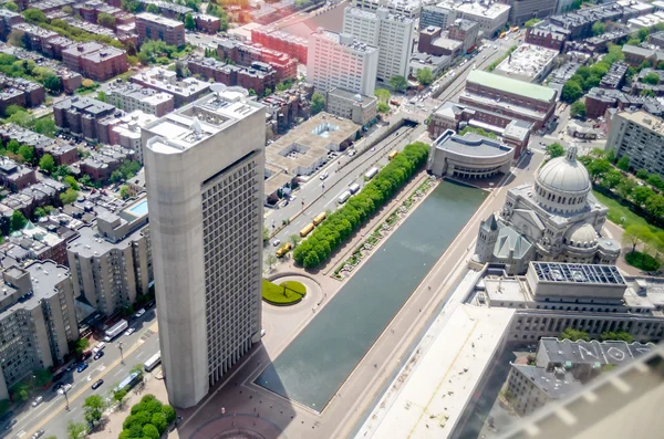 Flygfoto över den första Kristi kyrka vetenskapsmannen, boston — Stockfoto