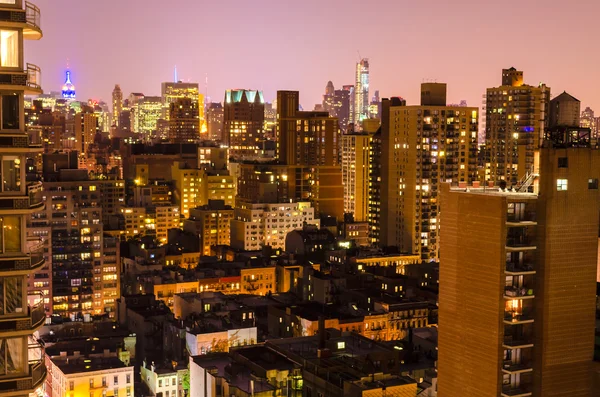 Vista aérea de noche, Ciudad de Nueva York —  Fotos de Stock