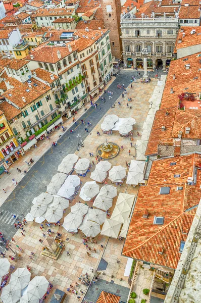 View over Piazza delle Erbe (Market's square), Verona — Stock Photo, Image