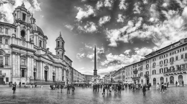 Rom November Panoramautsikt Med Fontänen Fyra Floderna Piazza Navona Rom — Stockfoto
