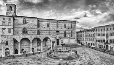 Piazza IV Novembre, ana kare ve Perugia, İtalya ortaçağ mimarisinin şaheseri manzarayı