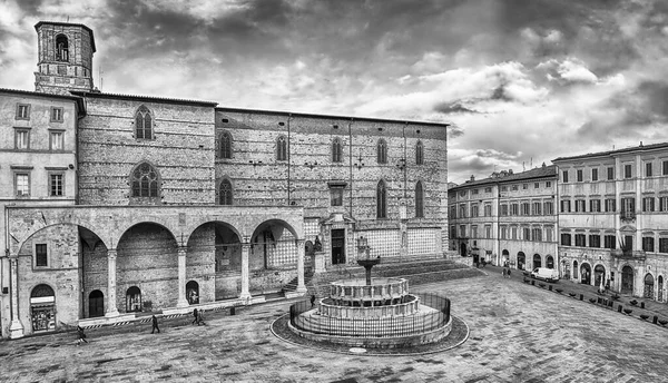 Piazza Novembre Ana Kare Perugia Talya Ortaçağ Mimarisinin Şaheseri Manzarayı — Stok fotoğraf