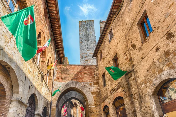 Középkori Építészet San Gimignano Ikonikus Város Siena Tartományban Egyik Leglátogatottabb — Stock Fotó