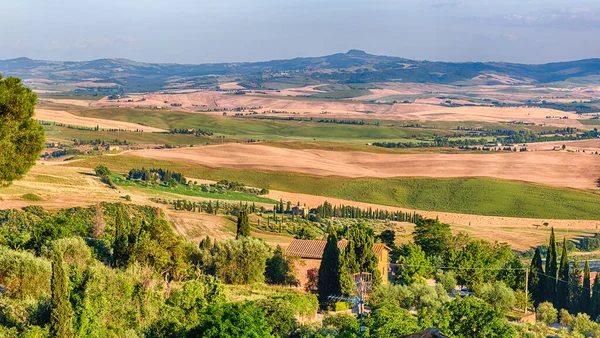 Vista Aérea Hermoso Paisaje Alrededor Ciudad Pienza Provincia Siena Toscana — Foto de Stock