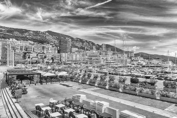 Vista Sobre Iates Luxo Apartamentos Port Hércules Bairro Condamine Centro — Fotografia de Stock