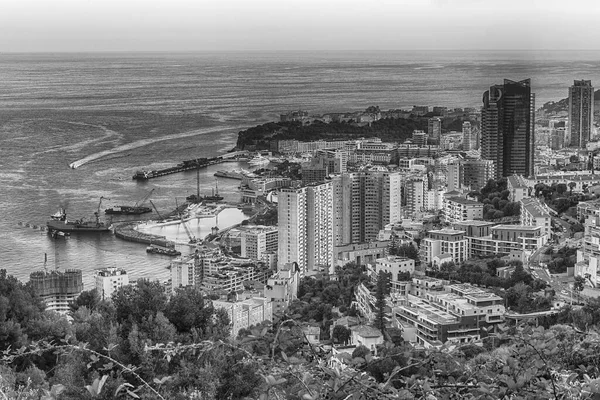 Vista Panoramica Monaco Tramonto Dalla Strada Grande Corniche Simbolo Della — Foto Stock