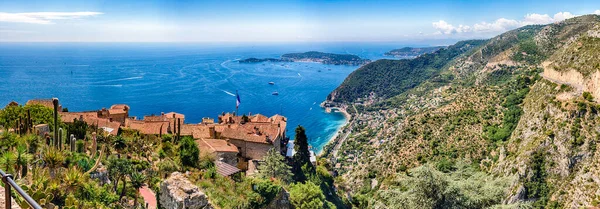 Scenic View Coastline French Riviera Town Eze Iconic Village City — Stock Photo, Image
