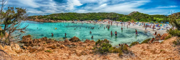 Sardinia Olaszország August Panorámás Kilátás Ikonikus Spiaggia Del Principe Strandra — Stock Fotó