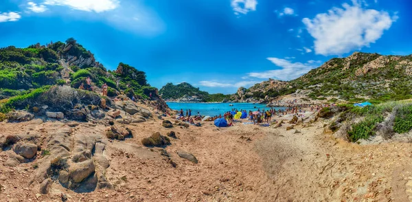 Spargi Olaszország August Panorámás Kilátás Festői Cala Corsara Strandra Spargi — Stock Fotó