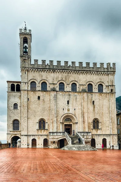 Palazzo Dei Consoli Egy Középkori Épület Festői Piazza Grande Gubbio — Stock Fotó