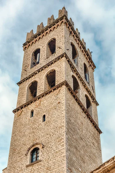 Torre Sino Pedra Antiga Templo Minerva Marco Icônico Assis Itália — Fotografia de Stock