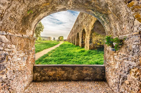 Scenic Rock Arch Balcony Overlooking Iconic Ruins Parco Degli Acquedotti — Stock Photo, Image