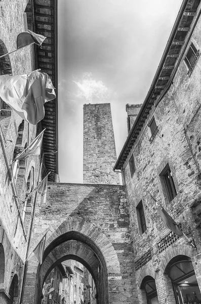 Středověká Architektura San Gimignano Ikonické Město Provincii Siena Jeden Nejnavštěvovanějších — Stock fotografie