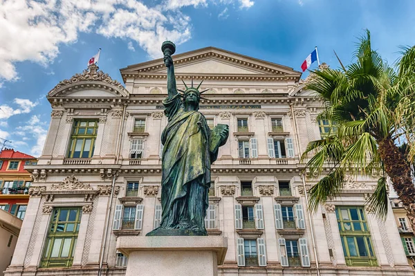 Nice Francia Agosto Replica Della Statua Della Libertà Con Facciata — Foto Stock