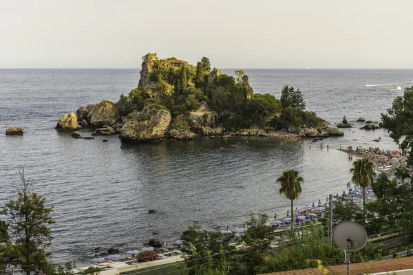 Vista Isola Bella Piccola Isola Vicino Taormina Sicilia Italia Situato — Foto Stock