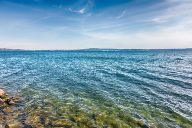 Panoramic view over lake Bracciano from the town of Trevignano, near Rome, Italy