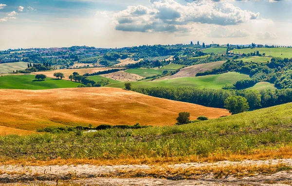 Пейзаж Сухих Полей Сельской Местности Тоскане Италия Концепция Сельского Хозяйства — стоковое фото
