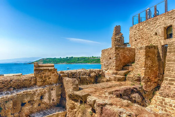 Vista Cénico Castelo Aragonese Também Conhecido Como Castella Mar Jónico — Fotografia de Stock