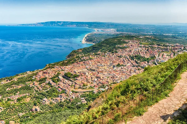 Veduta Aerea Della Città Palmi Sul Mar Tirreno Dalla Cima — Foto Stock