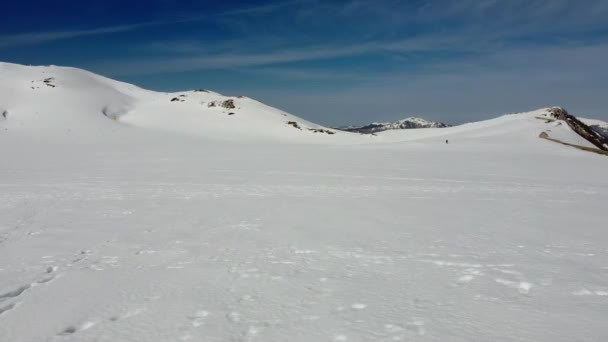 Scenic Winter Landscape Snow Covered Mountains Located Campocatino Touristic Ski — Stock Video