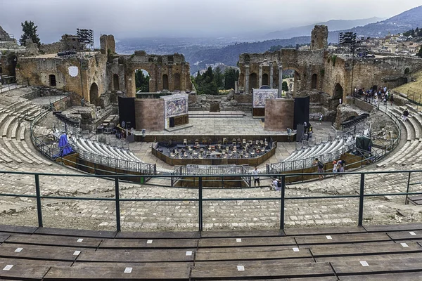 Taormina Italy August 2021 Scenic View Ancient Theatre Taormina Sicily — Stock Photo, Image