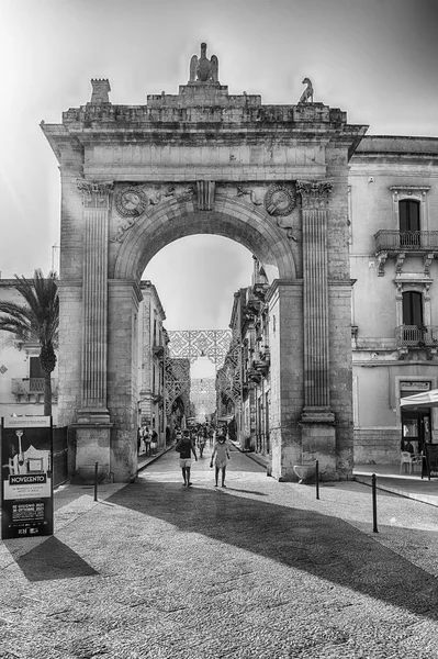 Noto Itália Agosto 2021 Porta Reale Principal Acesso Centro Histórico — Fotografia de Stock