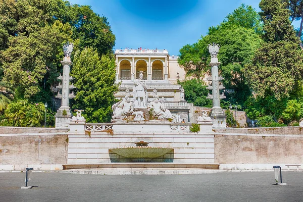 Classical Fontana Del Nettuno Monumental Fountain Located Piazza Del Popolo — Stock Photo, Image