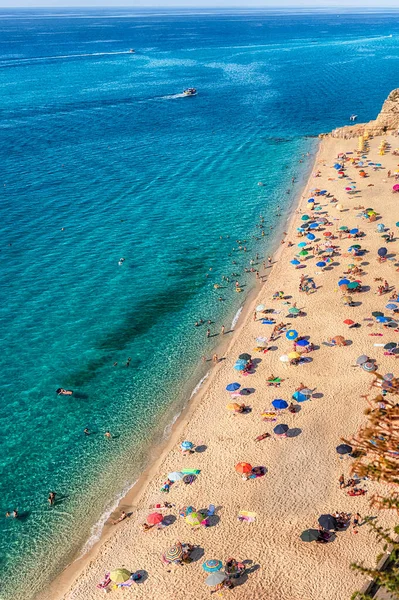 Vista Panoramica Sulla Spiaggia Principale Tropea Località Balneare Situata Sul — Foto Stock