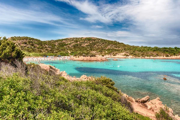 Kilátás Ikonikus Spiaggia Del Principe Egyik Legszebb Strandok Szardínia Olaszország — Stock Fotó