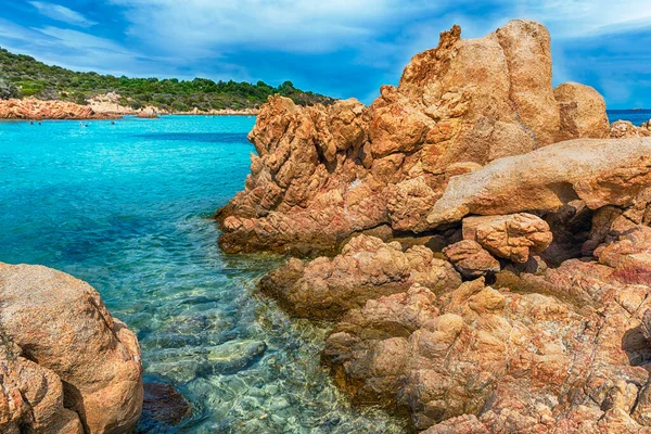 Kilátás Ikonikus Spiaggia Del Principe Egyik Legszebb Strandok Szardínia Olaszország — Stock Fotó