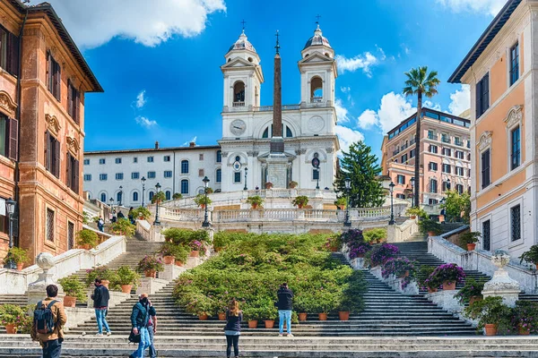 Roma Abril 2021 Igreja Trinita Dei Monti Marco Icônico Topo — Fotografia de Stock