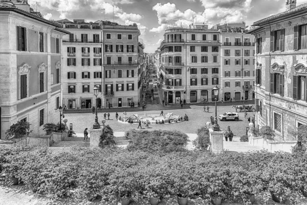 Řím 2021 Scénický Pohled Náměstí Piazza Spagna Kultovní Náměstí Dně — Stock fotografie